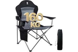 EVER ADVANCED Camping Chairs for Adults Heavy Duty Folding Chair Up to 160kg Oversized with High Back & Cup Holder & Side Pocket Comfy Camp Fold Up Chair