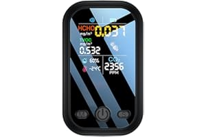 KYAOAYO Monitor jakości powietrza, wielofunkcyjny, przenośny miernik jakości powietrza z danymi w czasie rzeczywistym, monitor temperatury i wilgotności CO2-HCHO-TVOC, alarm o złej jakości powietrza (biały)