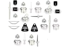 MAGMA BRICK Armadura de Fuerza Gondor Compatible con Legos, Casco con Equipo de Guerra (Color Plata)