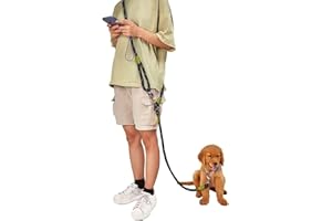 CTYVIOR Hands Free Dog lead 7.5ft Rope Crossbody Dog Leash Reflective for Large Medium Small Dogs Walking, Jogging and Running (Black, A Dog)