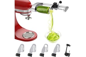 Bestand Coupe-légumes en spirale (5 lames) compatible avec le mixeur KitchenAid, livré avec pelle, noyau et tranche, coupe-légumes (pas le coupe-légumes en spirale de la marque KitchenAid)