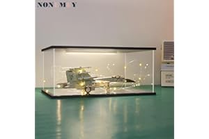 Nonemey Vitrine pour Collection et Salon en Acrylique avec LED – Transparente Boîte Vitrine Anti-Poussière pour Voiture ,Figurines,Modèles (Noir, 35x25x15 cm)