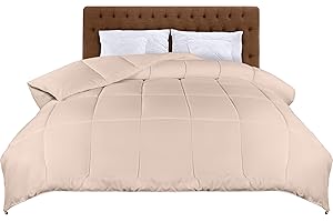 Utopia Bedding Dekbed 220 x 240 cm, Lichtgewicht Duvet met Hoeklabs, Microvezel Zacht Zomerdekbed, Doos Gestikt Alternatief Dekbed 200GSM (Beige)