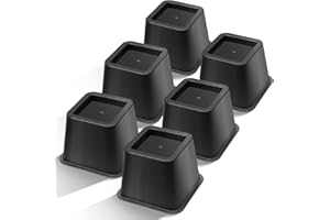 USION Bed Risers 4 Inch, Set of 6 Bed Lifts Risers Supports up to 3300 lbs,Square Risers Blocks for Sofa,Table,Couch,Chair or Desk,Dorm Room(Black)