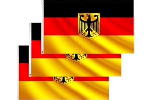 COCOSY 3 Stück Deutschland Fahne mit adler - 90 x 150 cm 100% Polyester Deutschland Flagge mit adler mit Messing-Ösen - Wetterfeste DE Germany Deutsche Flagge mit adler für Sport & Feierlichkeiten