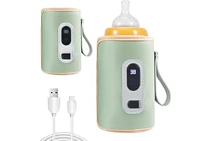 OPALTOOL Tragbarer Milchflaschenwärmer, USB Babyflaschenwärmer mit LCD-Display, Einstellbare Temperatur, Automatische Isolierung, Flaschenwärmer Baby Unterwegs für Outdoor Auto Reisen, Bedarf an Elektrizität