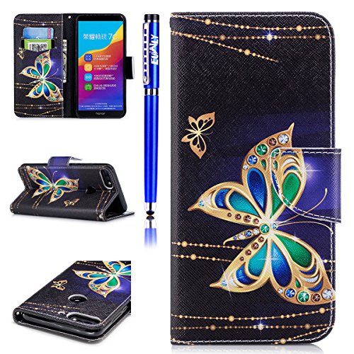 EUWLY Leather Case for Huawei Honor 7C, Ultra Slim Shockproof Leather Flip Case Flip Cover with Magnetic Closure Card Holder