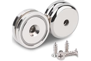 Aenienoe Aimant a Visser 30kg Aimants Neodyme Super Gros Aimant Puissant Contre-alésage avec Manchon en acier,Magnet 32mm 4 Pièces