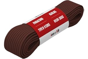 BROTREE Paracord 4mm 15M 9 Stränge 100% Nylon Seil Schnüre Typ III für Survival, Outdoor, Heimwerken - Bruchlast 280kg (Schokoladenbraun)