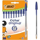 BIC Cristal Original Ballpoint Pen with Middle End (1.00 mm), Hex Shaft and Suitable Cover - Blue, 10 Cardboard Boxes Each