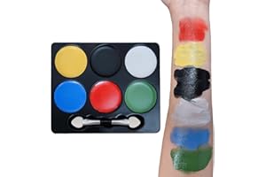 AITODOS TA AiTodos® Pinturas Cara, 6 Colores - Blanco, Negro, Rojo, Azul, Verde, Amarillo, Pintura Facial, Pinturas Cara para Niños/Adultos, Seguridad - Halloween, Fiestas de Carnaval, Otra Fiestas