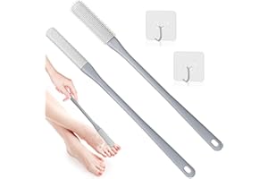 Qaestuan 2 Pezzi Spazzola per Piedi da Doccia, con Testine in Due Misure, Spazzola per la Pulizia Delle Dita dei Piedi con Manico Lungo, Spazzola per Lavare i Piedi in Silicone Morbido (Grigio)