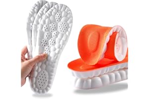 CHANGZHONG Men Women Memory Foam Insoles with Arch Support Comfort Massage Insoles Replacement Shoe Inserts for Work Boots Running Trainer orangeywhite43-44