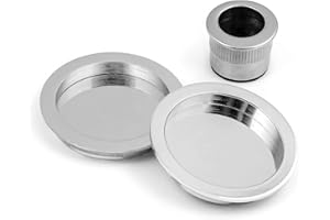 ARCO HERRAJES ARCO · Kit Tirador y Uñero para Puertas Correderas: Acabado Latonado,Níquel Satinado, Cuero Satinado, Rosetas Redondas de 55mm y Dedal Central de 30mm. (Níquel Satinado)