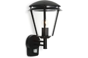 NATIONAL LIGHTING INOVA Outdoor Lights with Sensor - Security Lights Outdoor Motion Sensor - Matt Black Stainless Steel PIR Motion Sensor Lights - Motion Detector Outside Lights - IP44 Weatherproof Wall Lights