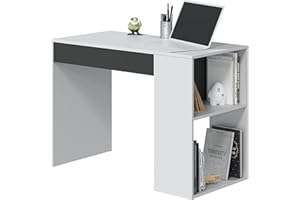 Habitdesign Mesa de Estudio con 1 Cajon, Mesa de Estudio o Escirtorio, Modelo Masster, Acabado en Blanco Artik y Gris Antracita, Medidas: 101 cm (Ancho) x 73 cm (Alto) x 50 cm (Fondo)