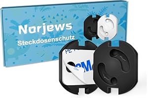 Norjews Steckdosen Kindersicherung [20 Stück] - Steckdosenschutz mit Drehmechanik, Kindersicherung für Steckdose, Steckdosensicherung für Babys und Kinder - Schwarz