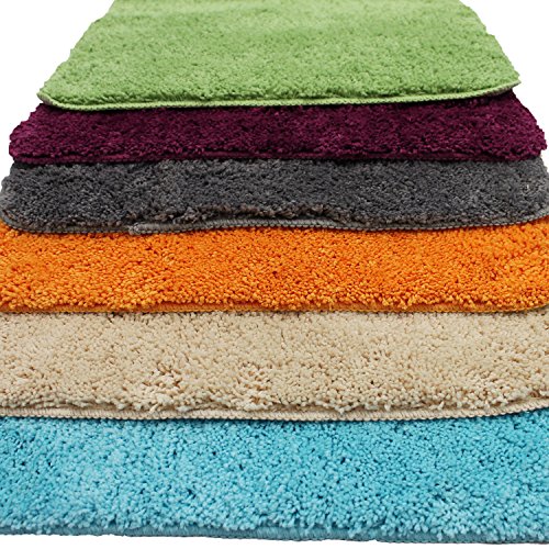 proheim Badematte 2-teiliges Set 50 x 80 und 45 x 50 cm rutschfester Badvorleger Premium Badteppich 1200 g/m² weich & kuschelig Hochflor Duschvorleger, Farbe:Grau - 9