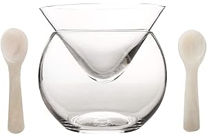 DUEBEL Enfriador De Caviar De Vidrio Dubel Añadir 2 Cucharas De Concha Enfriador De Cóctel Martini Universal De 8 cm De Caviar De Perla