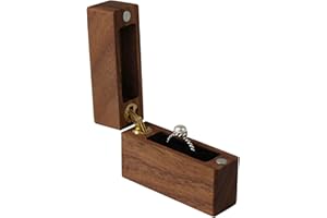 aufodara Naturalne drewniane pudełko na pierścionek unikalne ręcznie wykonane etui na biżuterię na oświadczyny zaręczyny ślub (orzech)