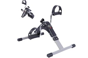 EIGFOH Mini Bicicleta Estatica Pedales,Pedaleador de Piernas y Brazos,LCD Pantalla y Resistencia Ajustable,Pedales Estaticos Personas Mayores,Pedaleador Estatico
