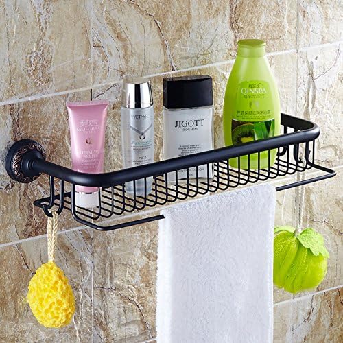 black imitation bronze Brass bathroom shelf basketweave bath rack Rectangular bathroom storage rack-A
