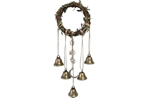 LTXDJ Witches Bells Vintage Wind Chimes, Wreath Decor with Star Moon Magic Crown Skeleton Key Tree of Life, Hanging Wind Chimes For Porch Garden and Window