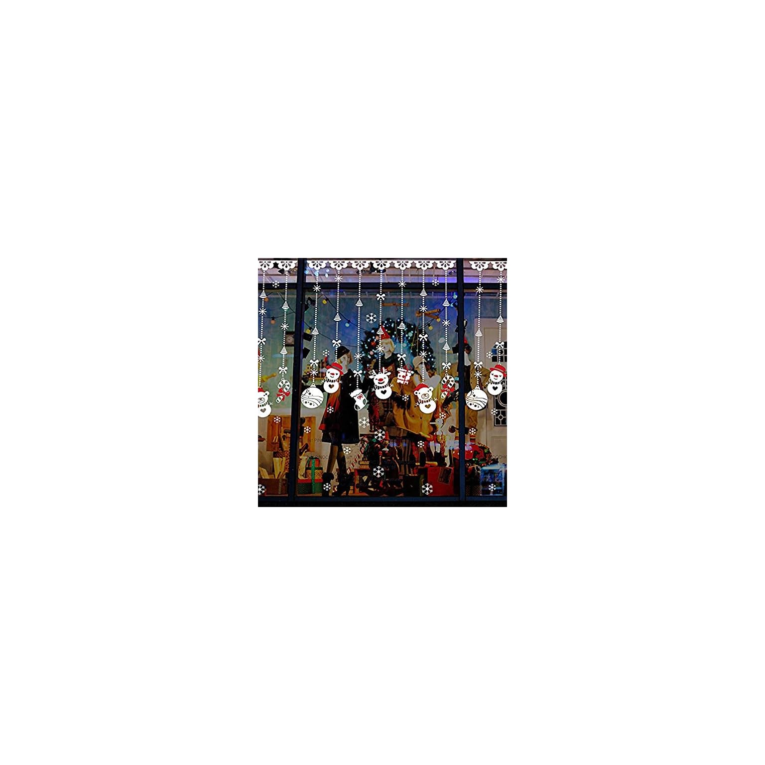 9 Vetrofanie Natalizie Rimovibili 20x30 Cm – Adesivi Per Finestre Con Alci E Babbo Natale, Fronte/retro, Riutilizzabili