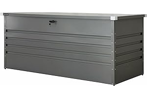 Olsen & Smith 1000L Extra Large XL Metal Outdoor Garden Storage Box - Weather Resistant Heavy Duty Garden Box with Built In Lock - Massive Capacity Storage Chest for Tools Cushions Toys & More, Grey