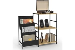 IDMarket - Meuble d'appoint, Rangement avec étagères, Supports vinyles et Platine Nevil Design Industriel