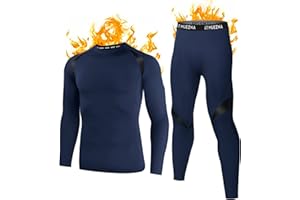 Muezna Thermounterwäsche Herren, Funktionswäsche Skiunterwäsche Lange Atmungsaktiv Thermounterwäsche Thermounterhose Set Weicher Wolle Fleecefutter für zu Hause Winter