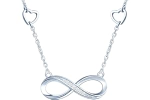 INFINIONLY Collar Pulsera Pendientes para mujer, Juegos de joyas de plata 925, collar pendientes pulsera de símbolo de infinito elegante, circón con incrustaciones, plateado