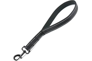 DOETYD Short Dog lead for Training, Short Leash with Soft Padding, Nylon Reflective Pet Walking Leash, Strong and Durable, 14 Inch (Black)