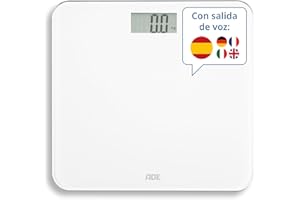 ADE Báscula personal parlante digital | salida de voz en 5 idiomas | ideal para invidentes, discapacitados visuales y personas mayores | pantalla muy grande | capacidad de carga muy alta de 250 kg