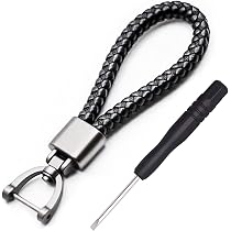 Lot De 3 Porte-Clés En Cuir Tressé Noir - Porte-Clés Portable Avec Anneau Métallique - Pour Homme Et Femme - 9