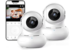 litokam Security Camera Indoor, Little elf 2K Cameras House Security with APP, Baby Monitor with Motion/Crying Detection, WiFi Camera with 2-Way Audio (White, 2Pack-2.4GHz)
