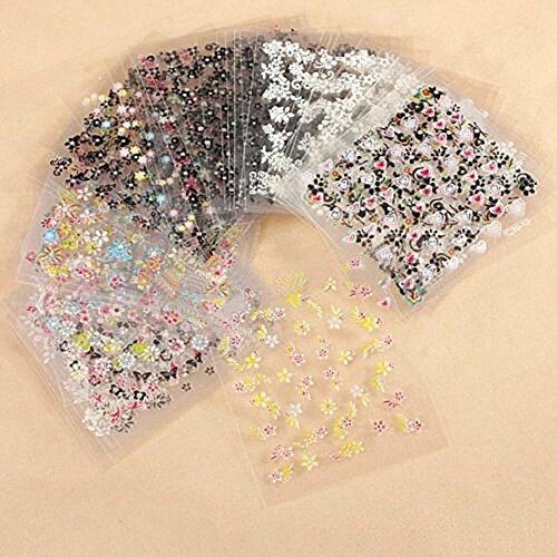 Bluelans® Nagelsticker- Wassertransfer Nail Art – 10 Blatt 3D Nail Art Sticker Aufkleber Nail Tips Dekorationen - 3