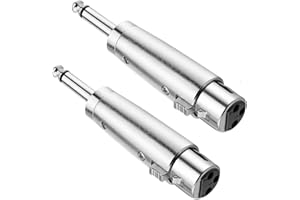 JOMLEY XLR Female to 1/4" TS Mono Adapter, Unbalanced XLR Female to 1/4 Inch TS Mono Male Plug Cable Adapter - 2 Pack