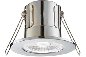 NATIONAL LIGHTING SHIELDECO 4W Fire Rated Downlight Chrome Finish Dimmable Recessed Energy Saving Cool White LED Ceiling Spotlight Push Fit Downlight IP65 Rated