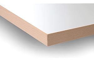 Modulor Holz Tischplatte in 2,5 x 68 x 120 cm aus Spanplatte, Platte für Kinderschreibtisch E2, mit Buche-Umleimer und Laminatbeschichtung, weiß seidenmatt