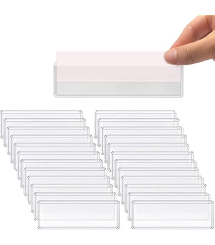 QWORK 52-teiliges Set Etikettenhalter Transparent - Wiederverwendbar & Selbstklebend