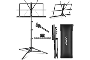 CAHAYA CY0204 - Soporte para partituras (metal, portátil, con bolsa de transporte, 170 cm), color negro