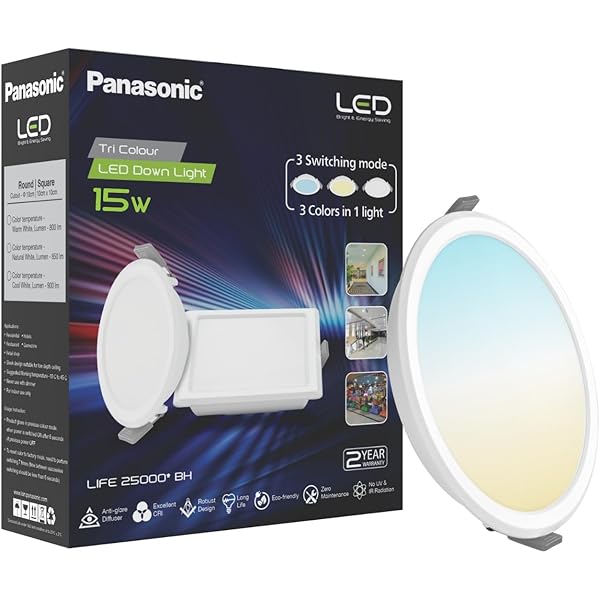 Panasonic 15W 3 in 1 Colour Downlight, Tri Colour Rund False
