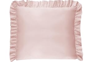 ‎BALBINA Balbina Kissenbezug 80 x 80 cm für Kinder & Babys, Kopfkissenbezug Baumwolle, für Kinderzimmer, Kinderwagen oder Kinderbett, Baumwoll-Kopfkissenbezug mit Rüsche & Reißverschluss, Puderrosa Hell