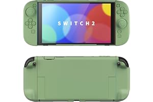PlayVital Split-Schutzhülle für Switch 2, Kratzfeste Hülle, Dockbares Case, Ergonomischer Griphülle mit Klappständer & Joystick Kappen Zubehör für Nintendo Switch 2, Matcha Grün