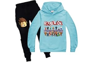 Baonmy Boys Roblox Jersey con capucha y pantalones, trajes de chándal Personajes de dibujos animados Suéter de algodón con capucha Pantalones Conjuntos de ropa