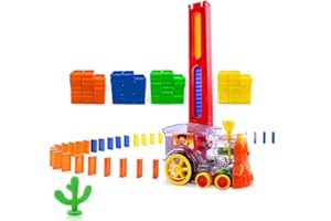 Fltengle Domino Train Toy Set with 120PCS Domino Blocks. Automatic Domino Train for 3 4 5 6 7 8 Years Old Boys and Girls, for Children's Day, Birthday, Christmas, New Year's Day