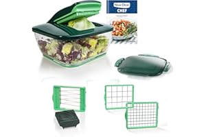 ‎GENIUS Genius Nicer Dicer Chef 9-teilig + Tomaten-Gemüse-Schneider - für die tägliche bewusste und gesunde Ernährung Allesschneider Obstschneider Zwiebelschneider Zerkleinerer Krauthobel, Grün