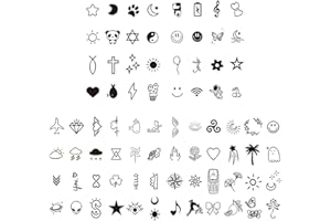 DAQIEPIN Adesivi temporanei per tatuaggi 10 fogli piccoli tatuaggi falsi per le donne collo piccolo Luna Fiore Ragazza Tatuaggio Colore della Pelle per Donne Nero