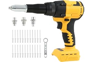 CUPEOHOME Cordless Rivet Gun Compatible with Dewalt 18V 20V Battery, 3/16" 5/32" 1/8" Brushless Electric Rivet Gun with LED Light, Portable Automatic Rivet Nut Gun Kit with 20 Rivets(Battery Not Included)